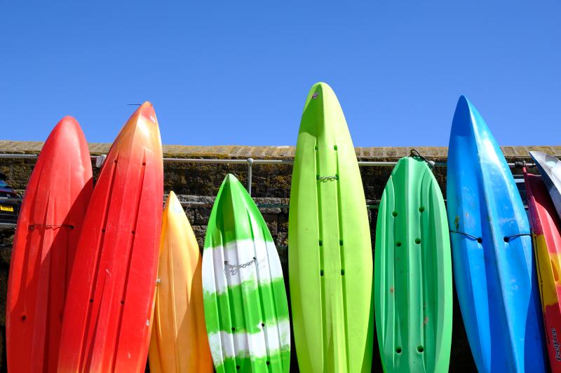 colorful kayaks